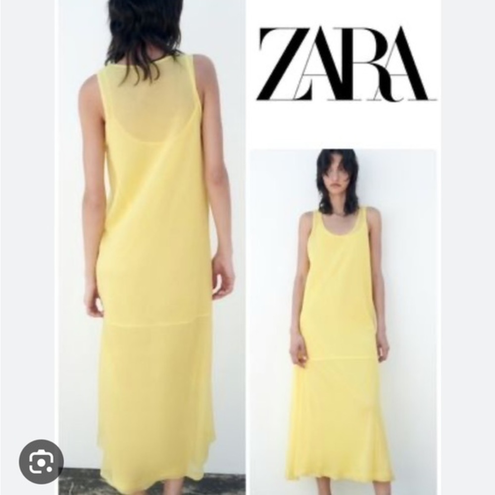 Zara NWT semi sheer knit dress yellow